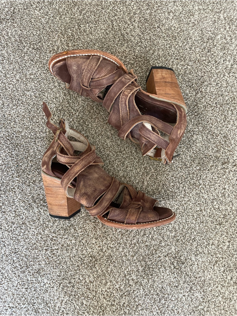 Freebird Claw Brown Leather Strappy Heel Sandals